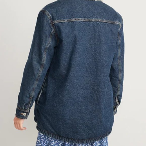NWOT : Sherpa-Lined Non-Stretch Jean Utility Shacket - Picture 3 of 5